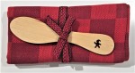 Set Handduk Röd 35x50 cm + Smörkniv 