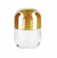  Vas Vitreum Capsule glascontainer klar/guld 11 cm 