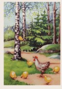  Påskkort - Kyckling i träd 7x10 cm 