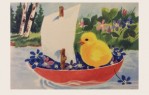  Påskkort - Kyckling i båt 10,8x6,7 cm 