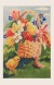  Påskkort - Kycklingar och blomkorg 10,8x6,7 cm 